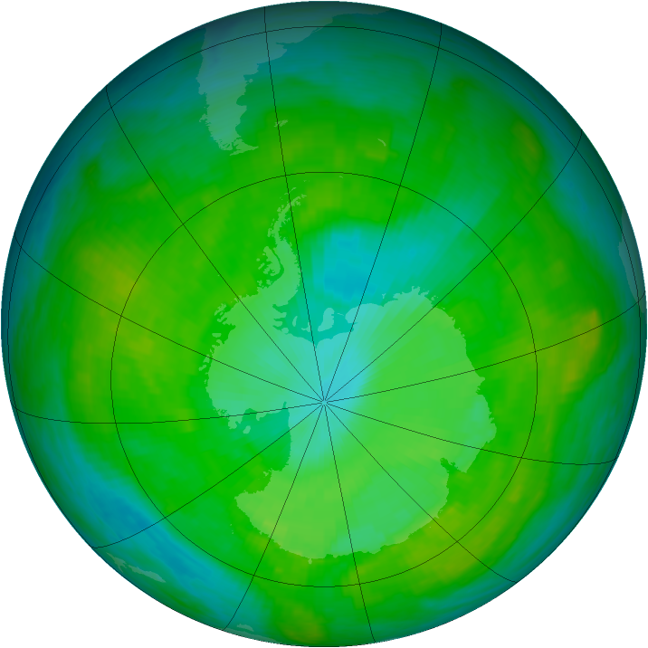 Antarctic ozone map for 03 January 1989